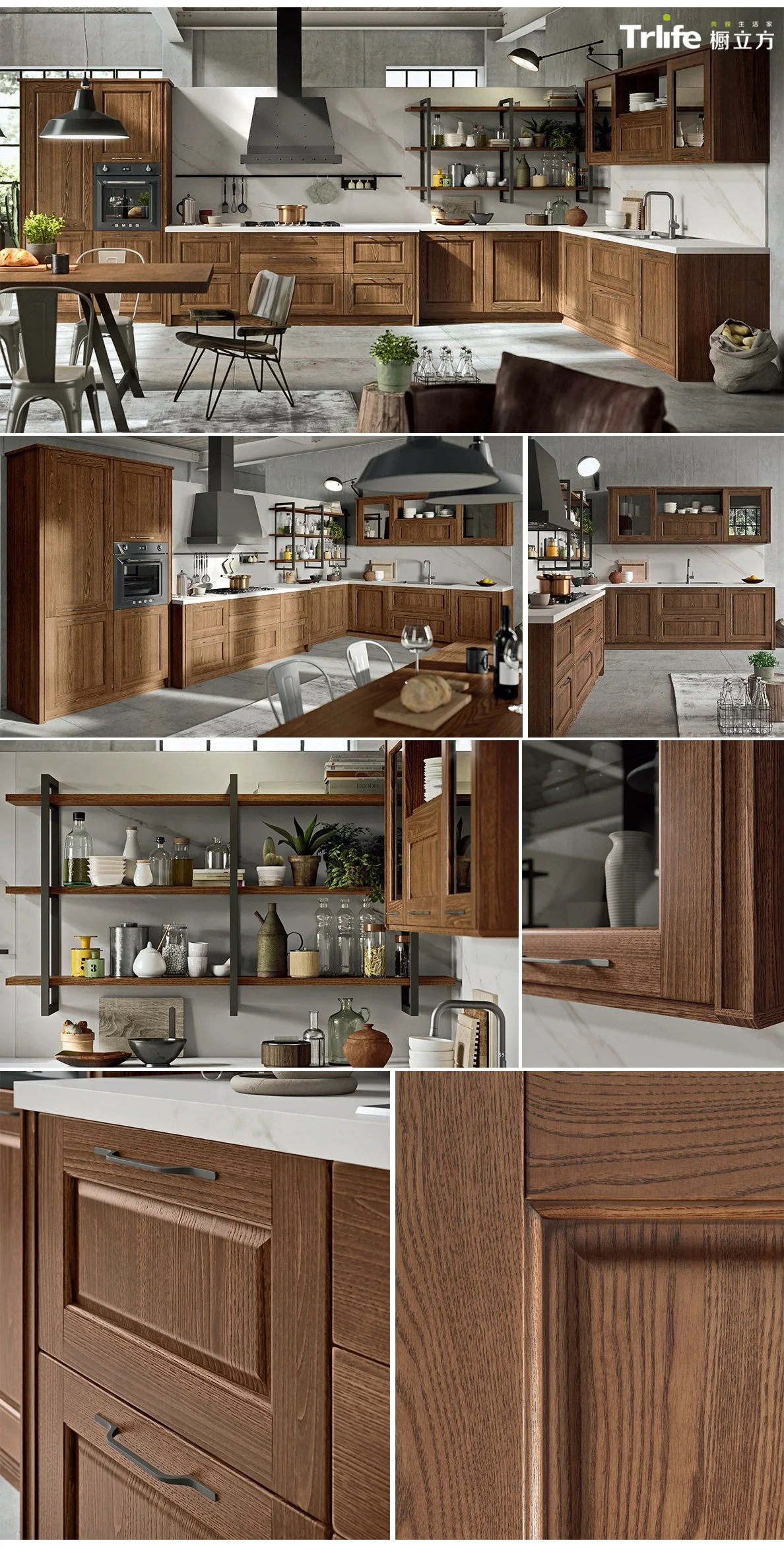 China factory direct price lacquer solid wood modular kitchen cabinet