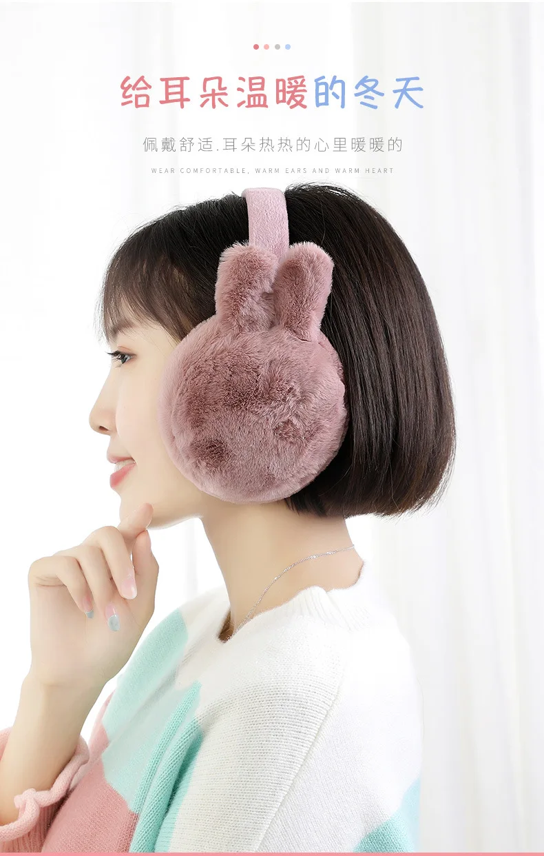 Walaha Earmuffs Cute Furry Ear Muffs Rabbit Comfy Soft for Ladies Girls 