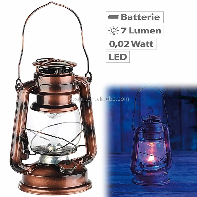 Vintage LED Hurricane Lantern, Warm White Battery Operated Lantern, Antique  Metal Hanging Lantern with Dimmer Switch, 15 LEDs, 150 Lumen for Indoor or