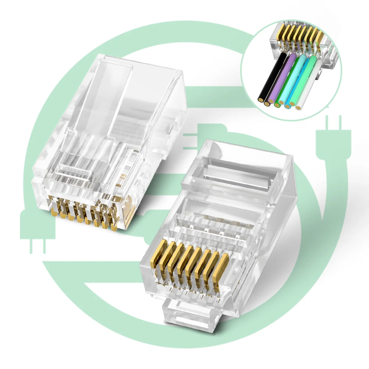 8pin Cat6 Rj45 Connector Cat6 Modular Plugs Cat 6 Network Ethernet Utp ...