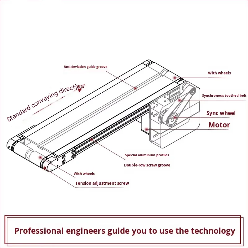 High Quality Custom-Made Aluminum Profile Conveyor Belt Micro Small Flat Transmission Belt for Positioning Assembly Line details