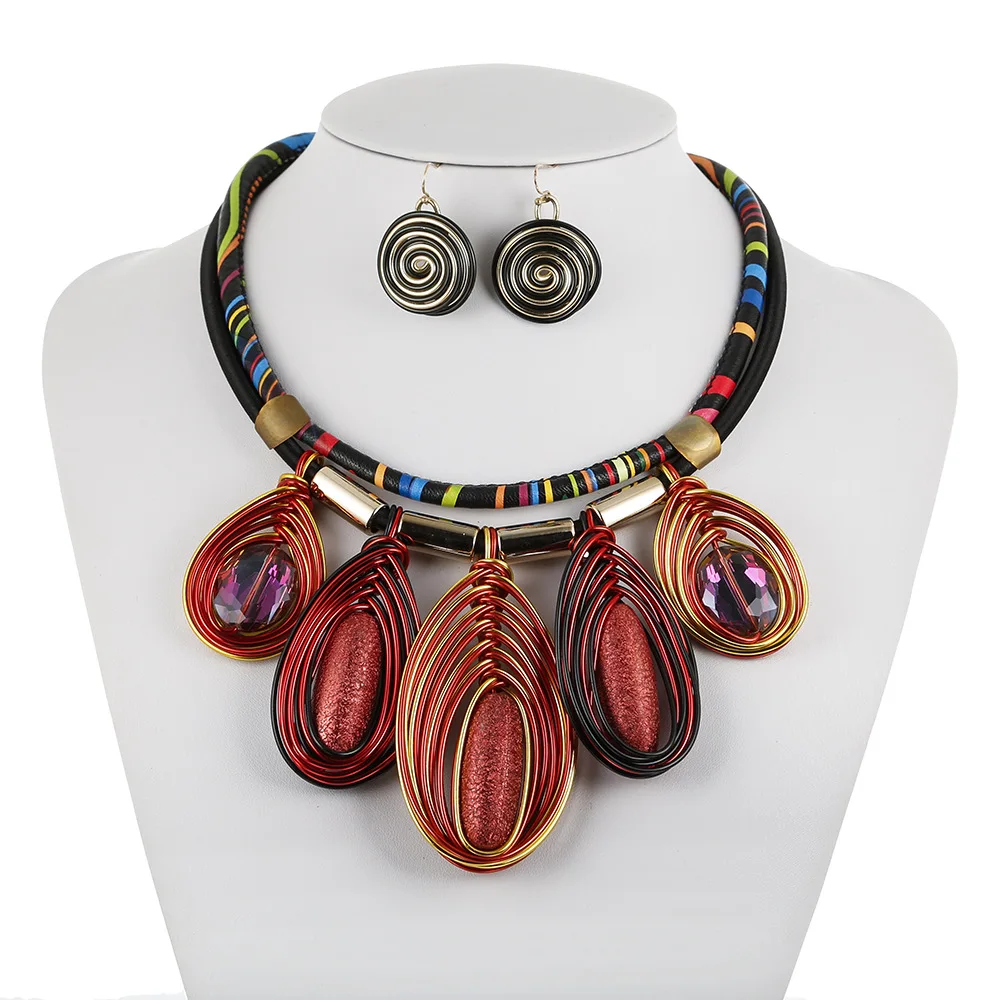 High Quality Costume Jewelry Set Resin Statement Leaves Necklace And