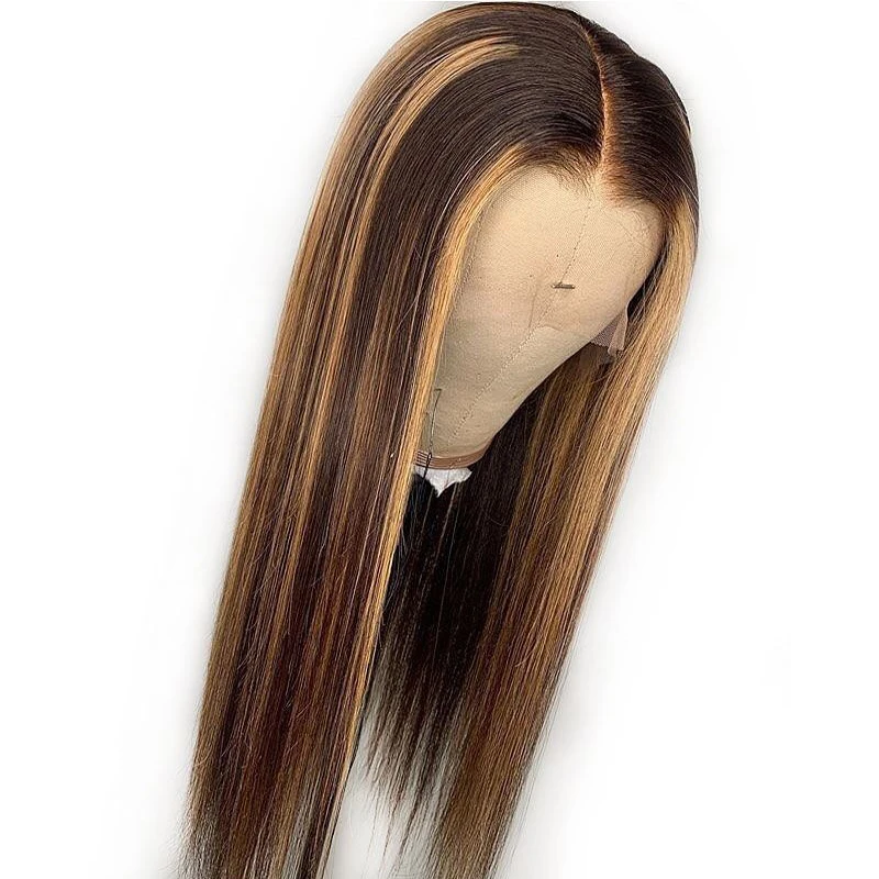 lace frontal wigs human hair highlight t1b/4/27 piano color