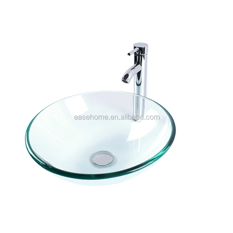 Miligore Modern Glass Vessel Sink Above Counter Bathroom Vanity Wash