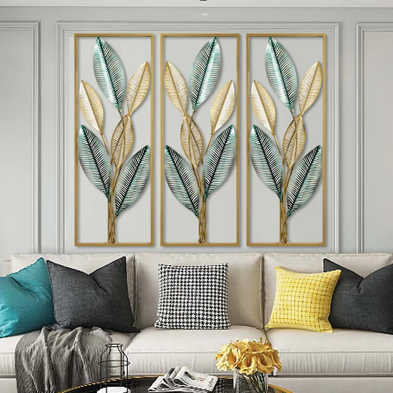 Modern Luxury Leaves Living Room Rectangle Wrought Iron Art Sculpture