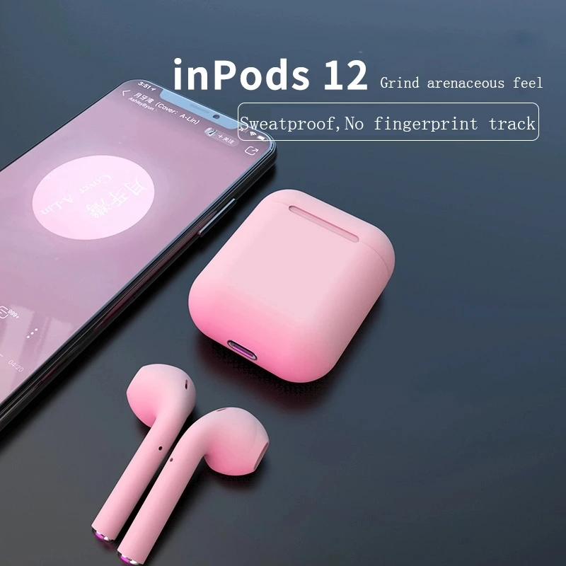 2020 newest factory Macaron color Inpods 12 matte Touch Control Pop up Window TWS 5.0 Stereo Mini Wireless BT Earphone inpods12