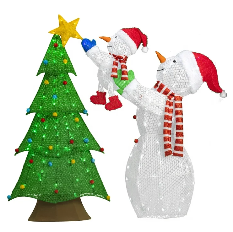 2020 60IN 105L  3D Snowman & Tree Christmas Snowman Motif Light For Home Decor