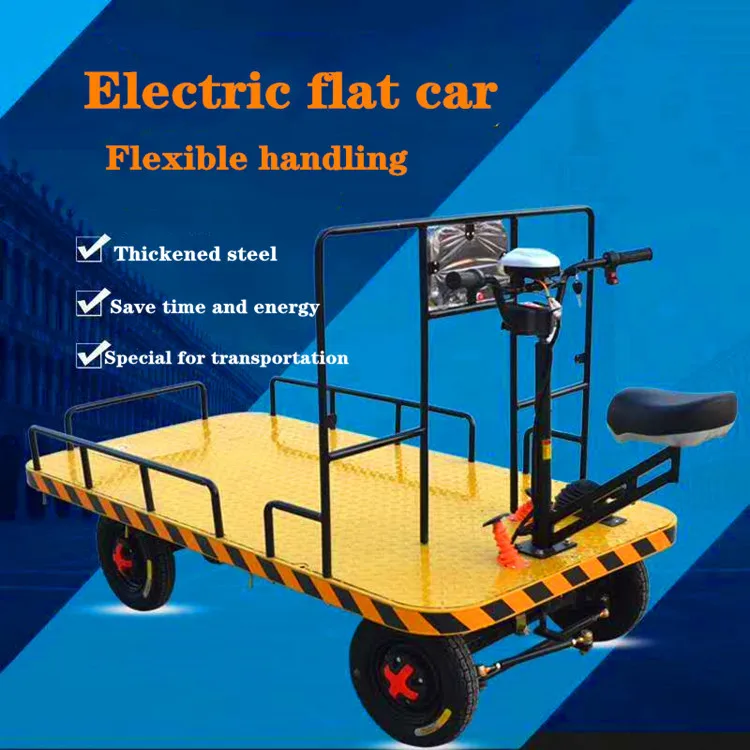 China logistics industry widely used heavy duty cargo carrier four wheels electric flat trolley with seat