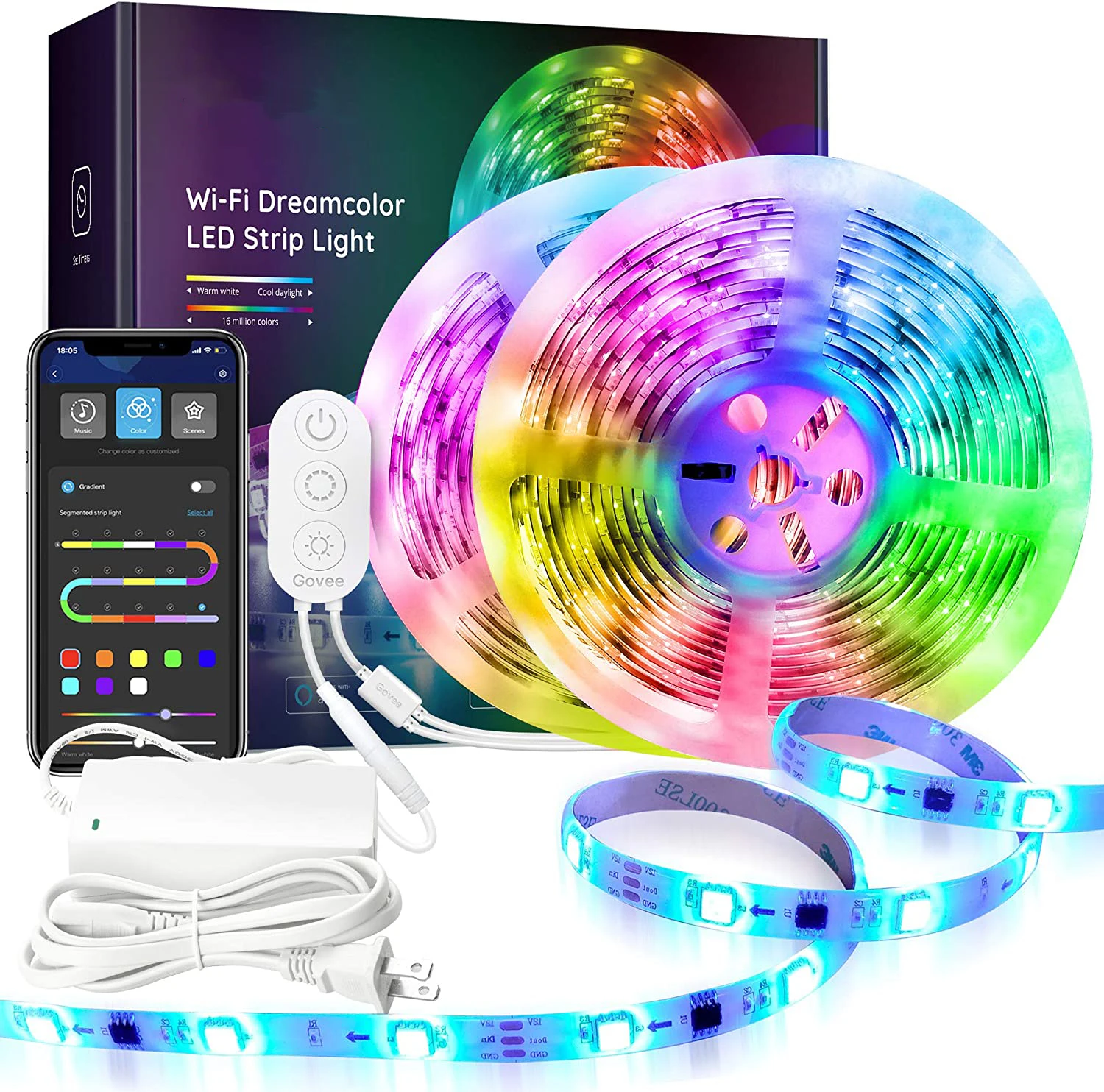 WiFi controlling SMD5050 RGB colorful Google Home connected led strip light