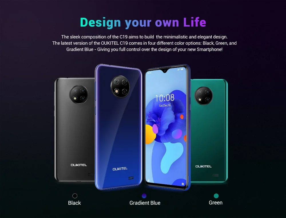 Oukitel C19 - Affordable 2GB + 32GB Cell Phone with AMOLED