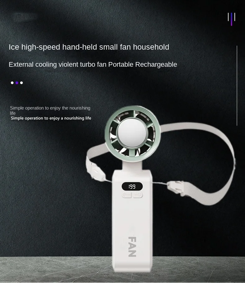 Cross-Border High-Speed 3-Speed Brushless Motor Foldable USB Portable Handheld Neck Hanging Outdoor Small Fan