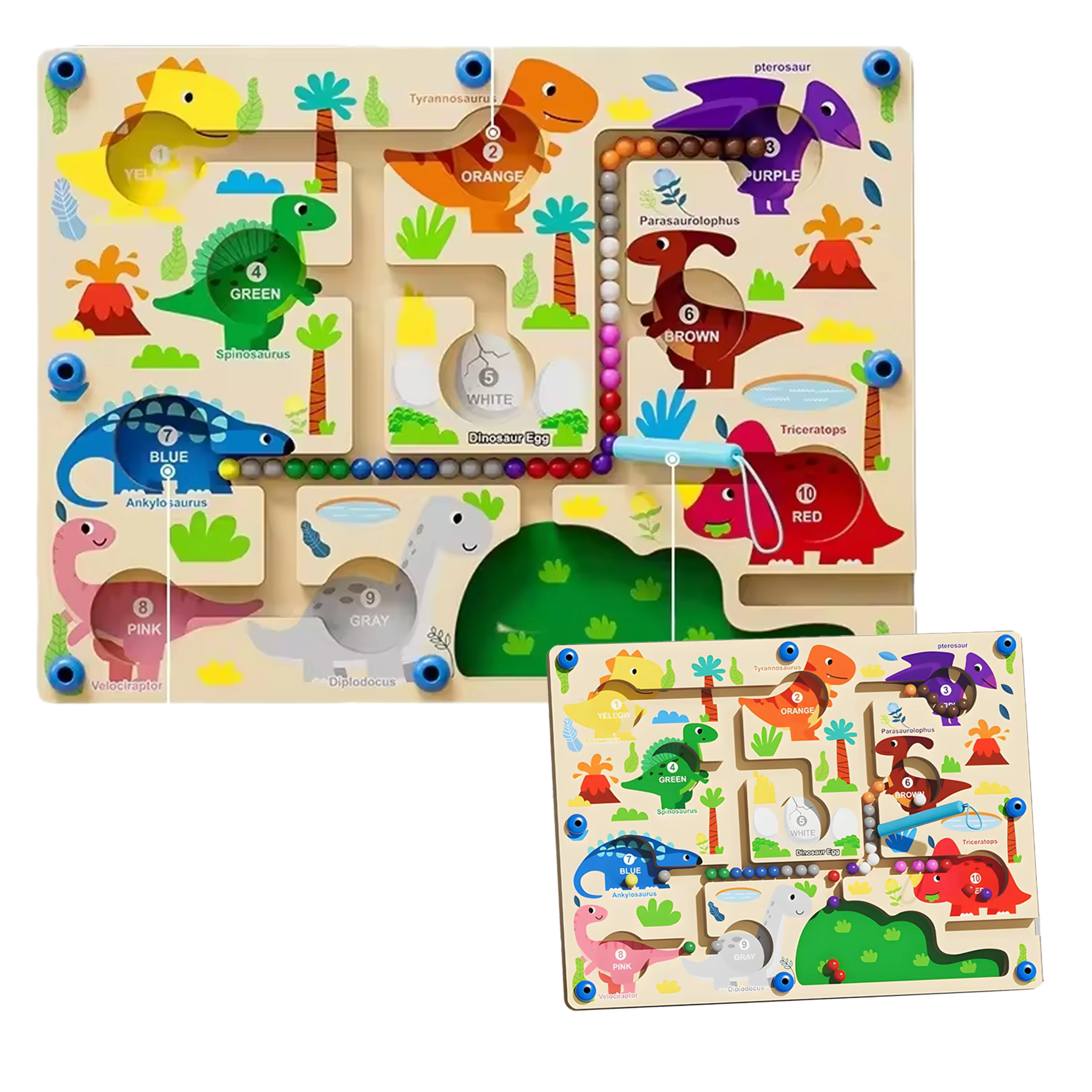 Wooden Color And Number Maze Puzzles Toy Color Maze