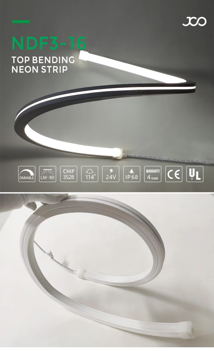 JS SMART LED Outlet Top Bending Neon Lighting IP68 Led Neon Flex Strip 16mm Decorative Neon Lights DC 24V