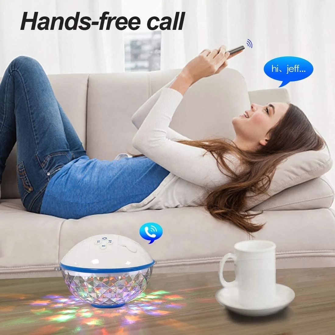 Portable wireless Speakers with Colorful Lights IPX7 Waterproof Floating Speaker Stereo Sound Rich Bass Built-in Mic Hands Free - ANKUX.COM
