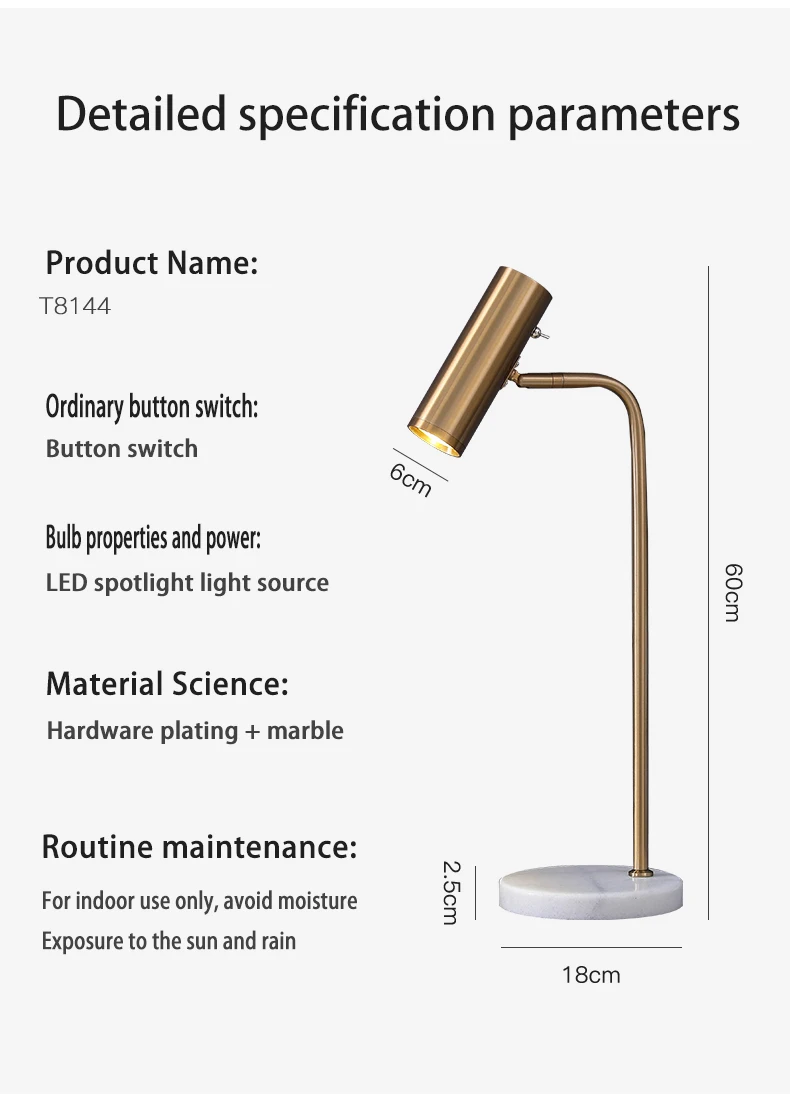 Modern Office Desk Lamps Metal Material Electroplate Marble Lamp Base