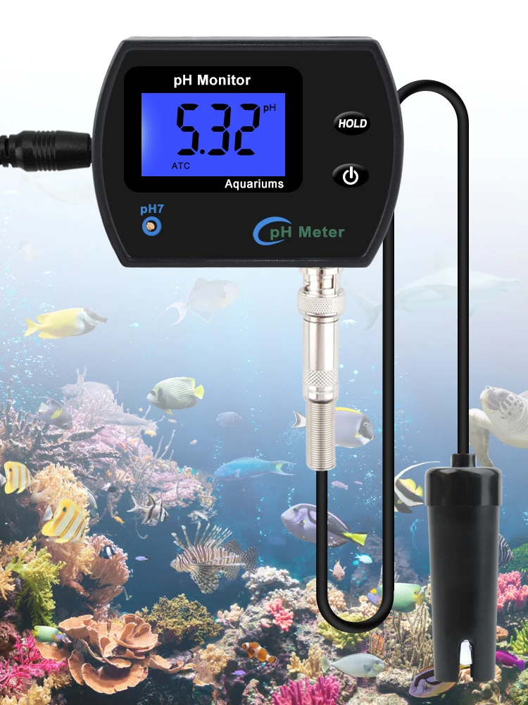 Mini Trực Tuyến pH Meter Nước Chất Lượng Tester aquarium nước Màn Hình Phân Tích Không Thấm Nước với Nhiệt Độ Bồi Thường ATC Chức Năng