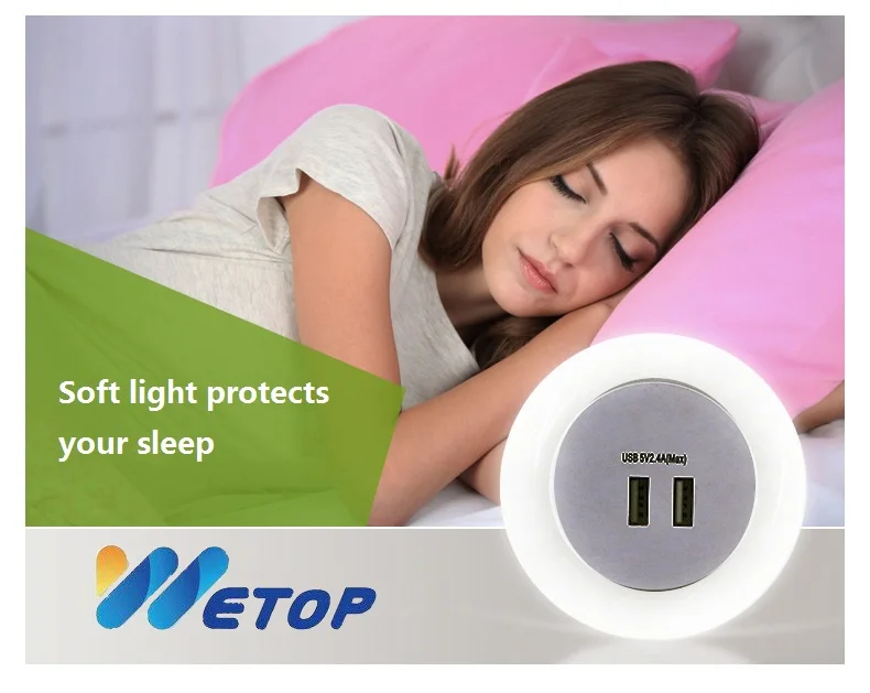 Wetop Plug-In Led Night Light with Auto Dusk to Dawn Sensor for Bedroom, Bathroom, Kitchen, Hallway, Stairs