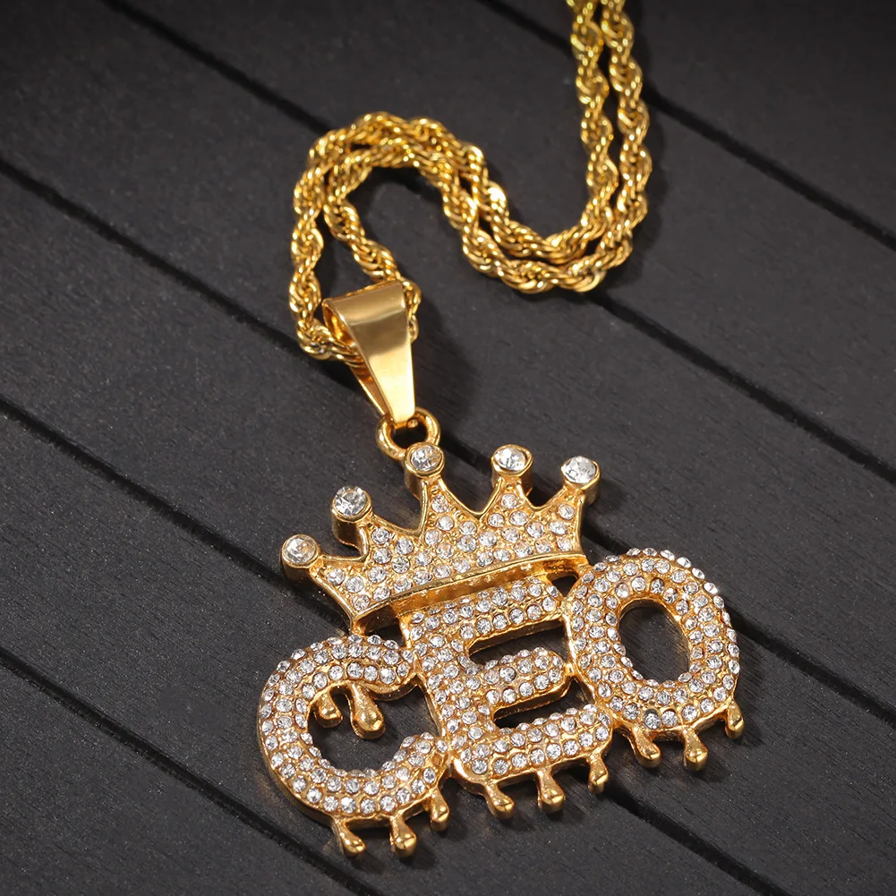 Hiphop Iced Out Playing Card Straight Flush Pendant With Stainless ...