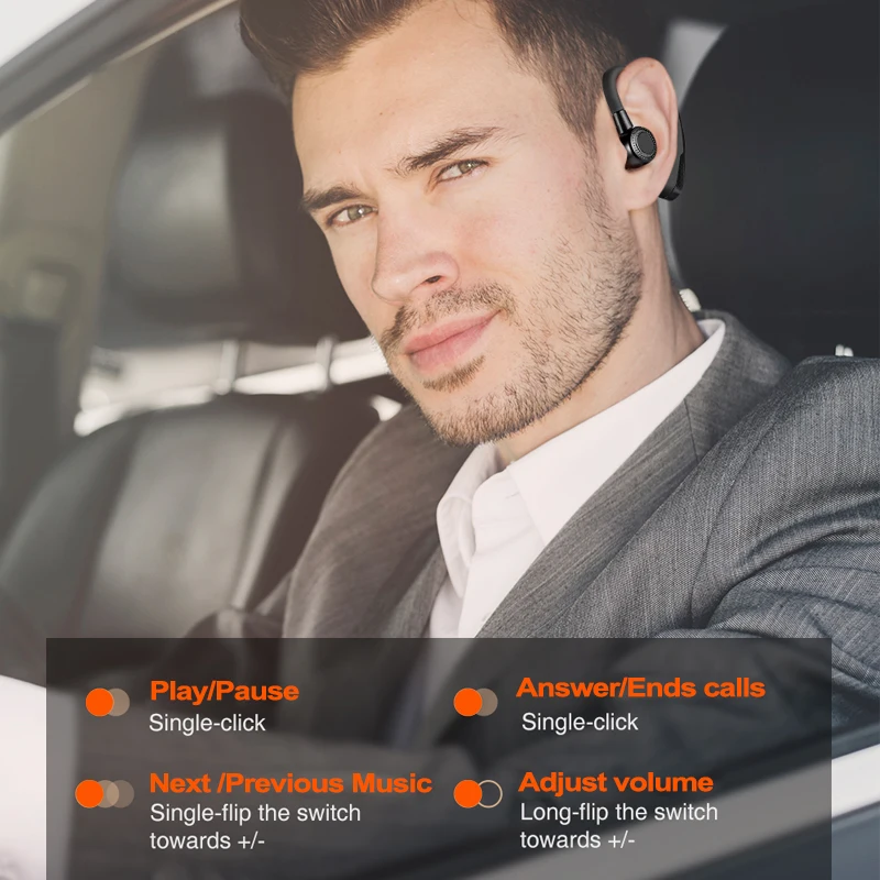 New Wireless Headphone V9 Bluetooths 4.1 headset Business Voice Control Ture Stereo Earhook Earphone with mic Handsfree - ANKUX.COM