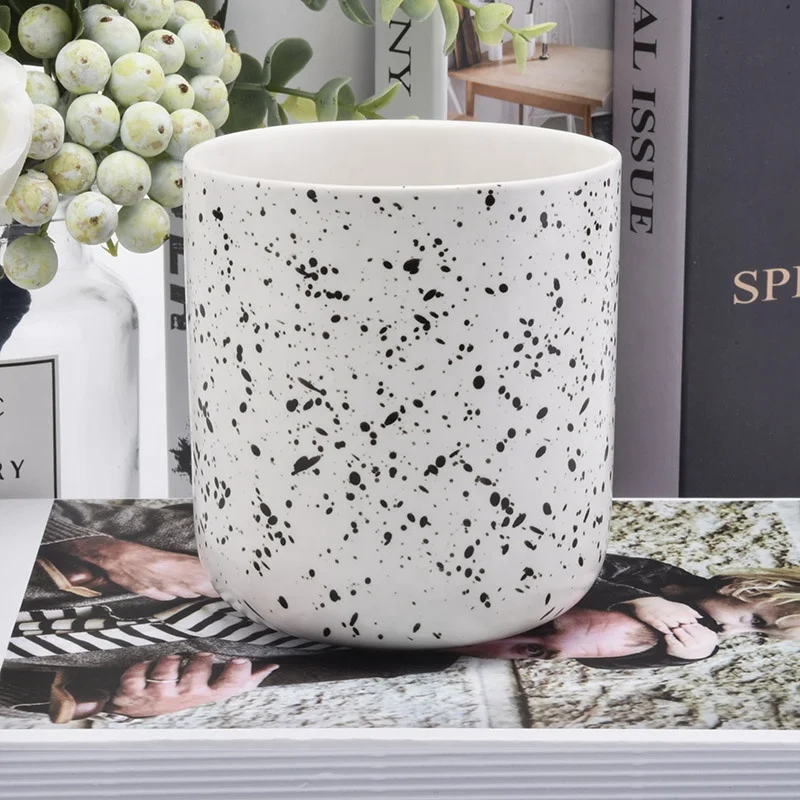 Fancy cylinder ceramic candle jar tealight candle container home decoration