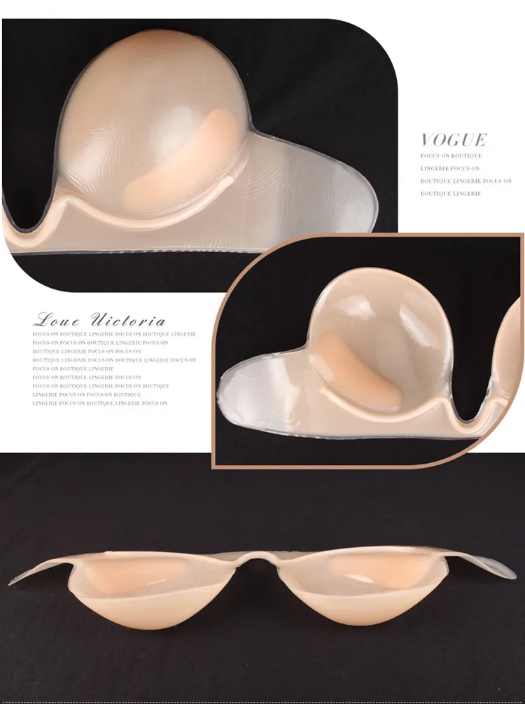 Reusable Lift Up Invisible Bra One Piece Push Up Deep U Plunge Silicone
