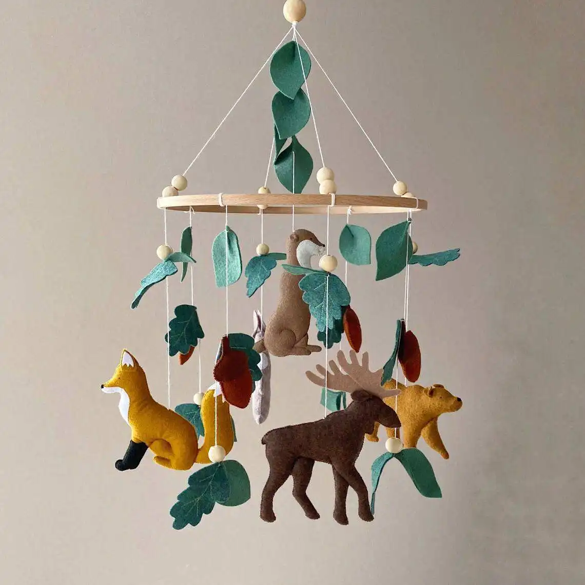 2023 New Baby Handmade Felt Crib Mobile Toys Safari Musical Crib Mobile For Babies Cot Kids Room