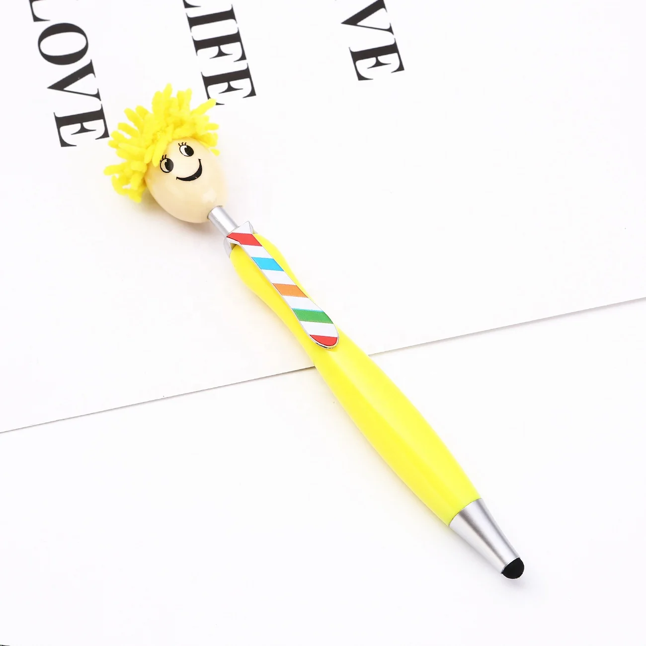 Creative Cartoon Animation Plush Doll Head Colorful Mop Smiling Face