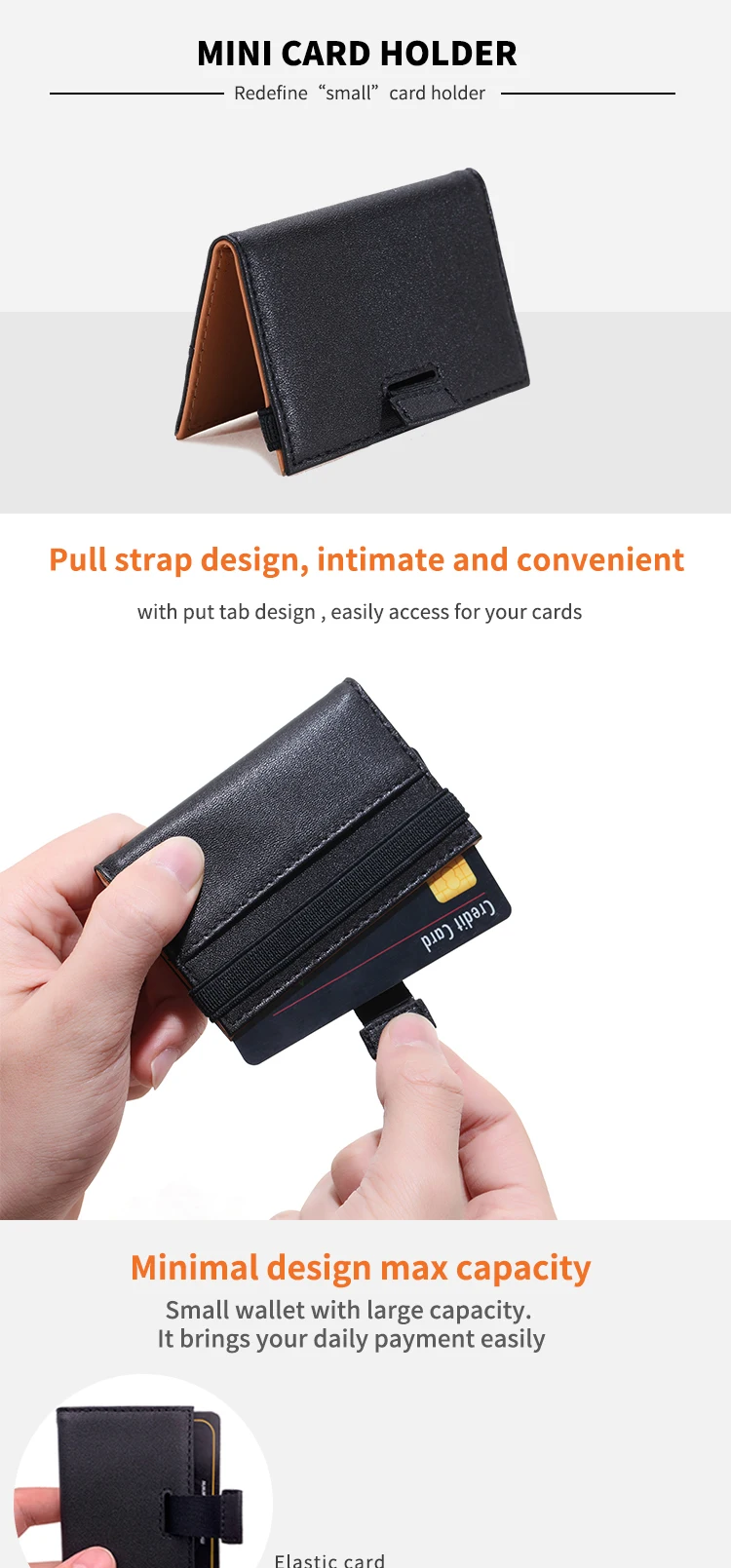 Front Pocket Super Slim Card Holder For Men With Pull Tab & Elastic ...