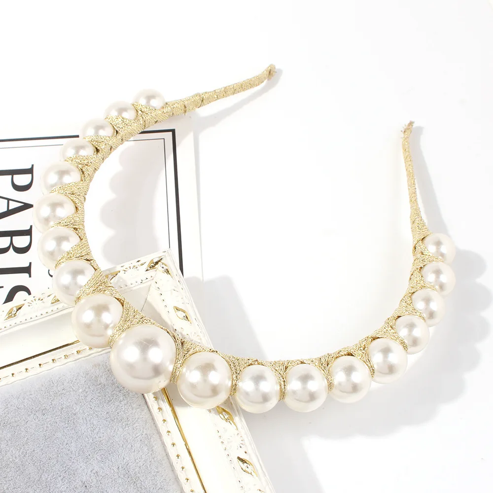 ins嫩新娘头饰女式气质发箍大小白色珍珠头带