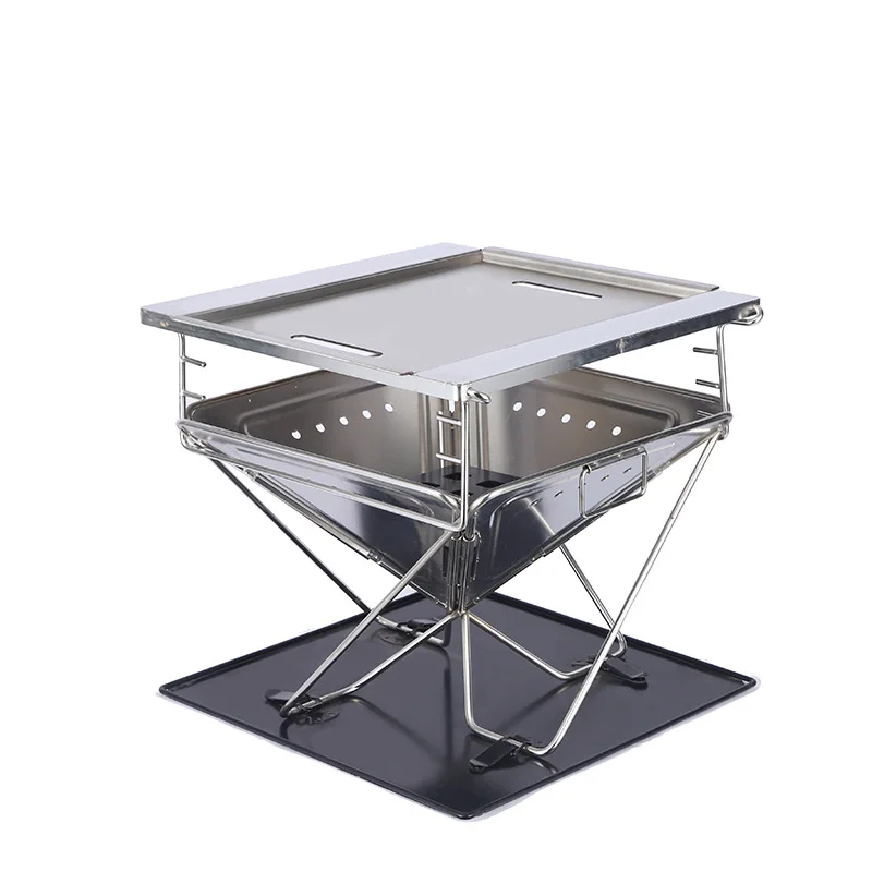 Stainless Steel Folding Barbecue Stove Camping Grill Picnic Charcoal
