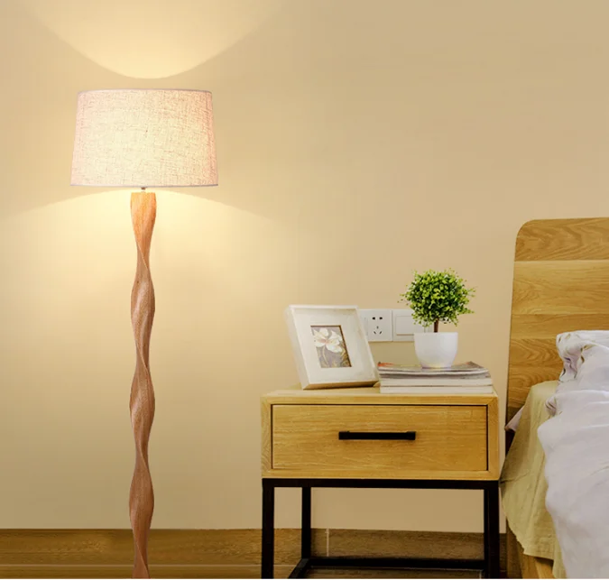 wholesale Nodic simple LED warm cloth  wooden standing floor lamp for living room