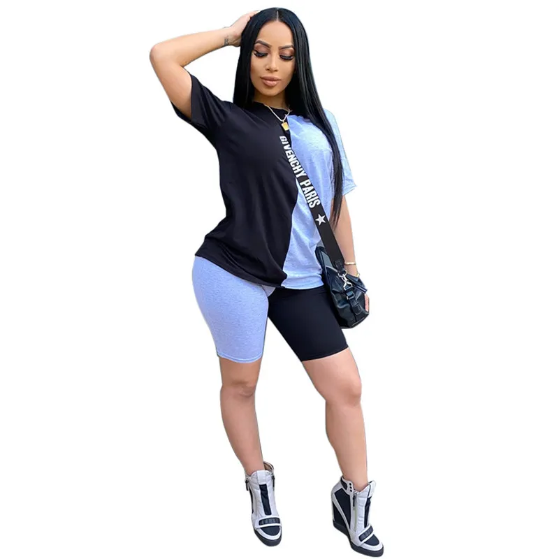 

Womens Summer Casual Jogging Tracksuits T-shirt And Shorts Plus Size 2 Piece Outfit Jogger Sets Clothing Wholesale, 6 colors for selection