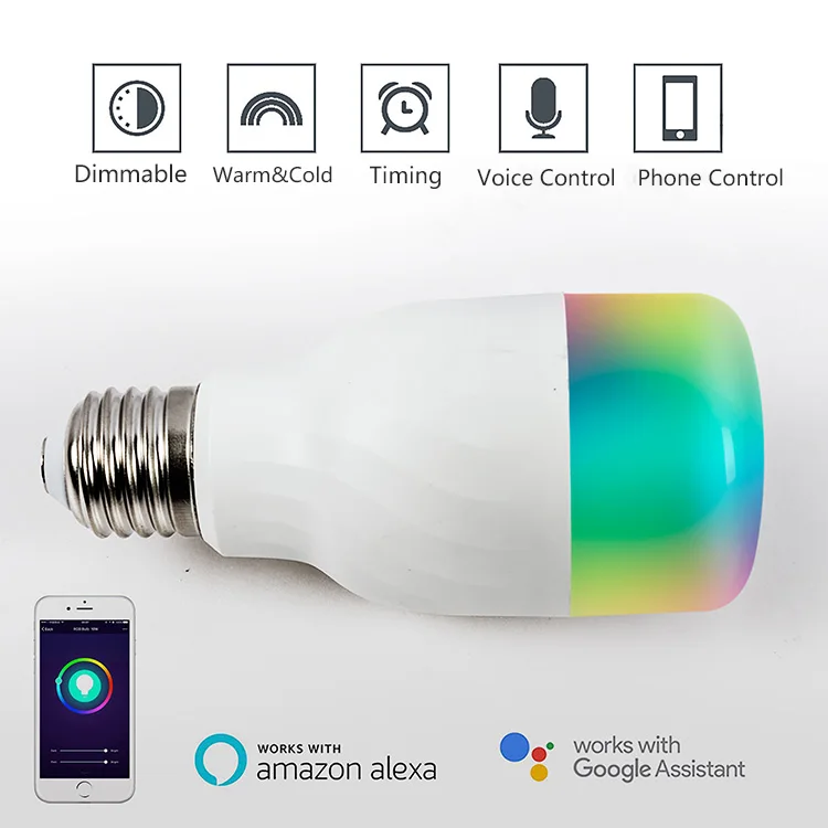 Tuya Smart Life Wifi Light Bulb 7w/ 9W RGB E26 E27 B22 Dimmable LED Lighting Google Alexa Smart Bulb Tuya