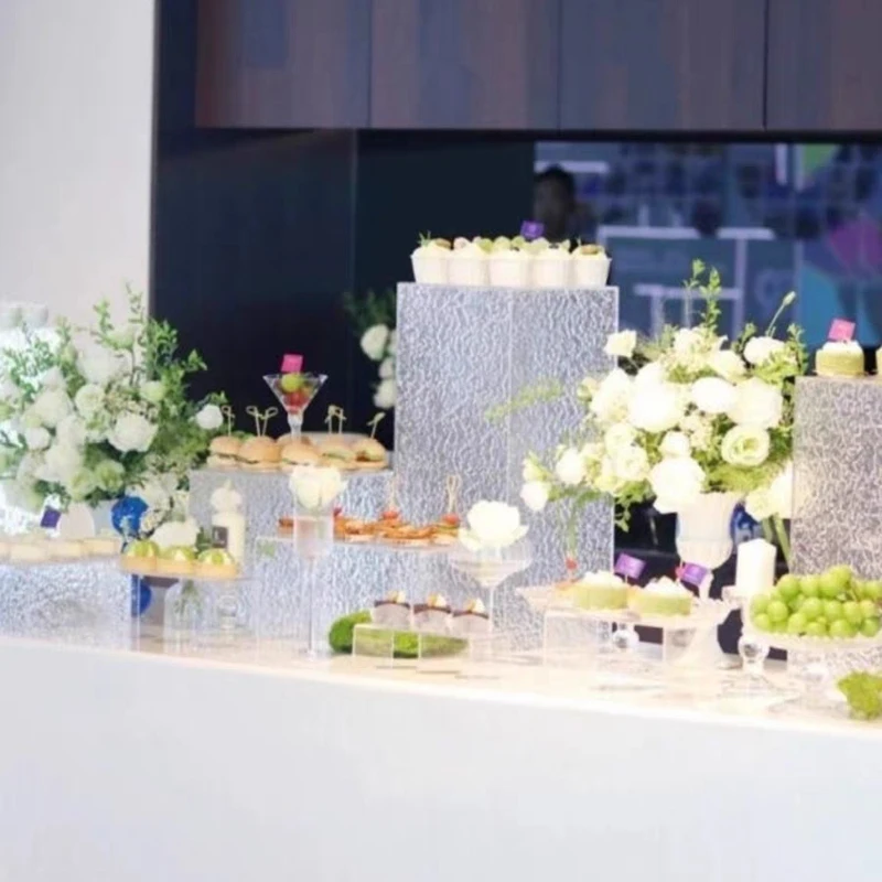 7pcs/set Clear Acrylic Wedding Decoration Buffet Display Food Risers ...