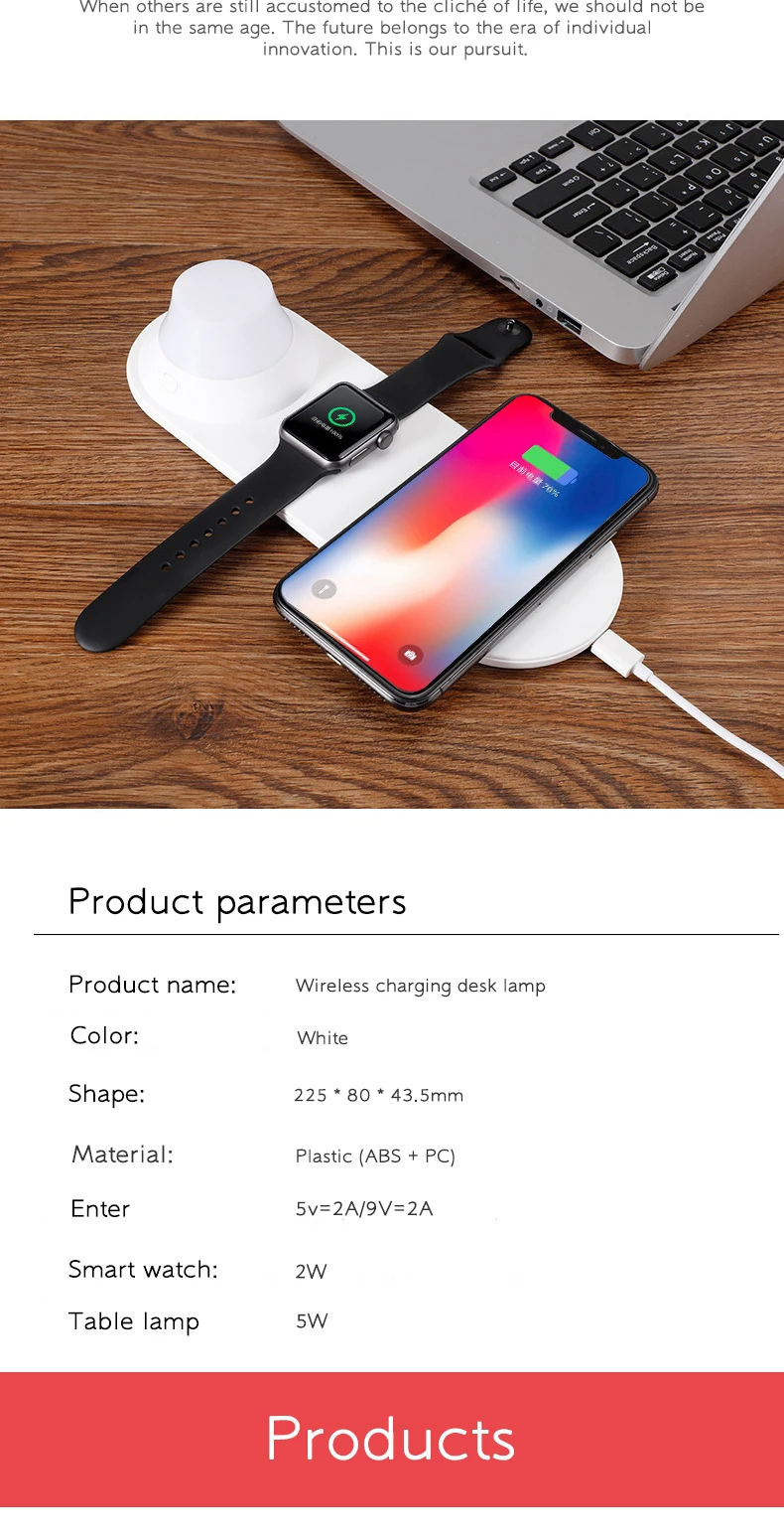 2020 New QI Wireless Fast Charging Station LED Night Lamp With Mobile Phone Wireless Charger Universal Wireless Charger 3 in 1