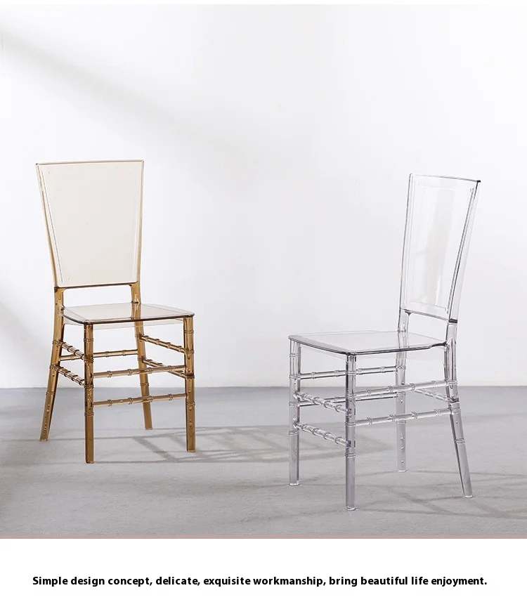 Modern Simple Bamboo Section Transparent Chair Cyber Popular Light Luxury Plastic Dining Chair with Backrest for Small Spaces