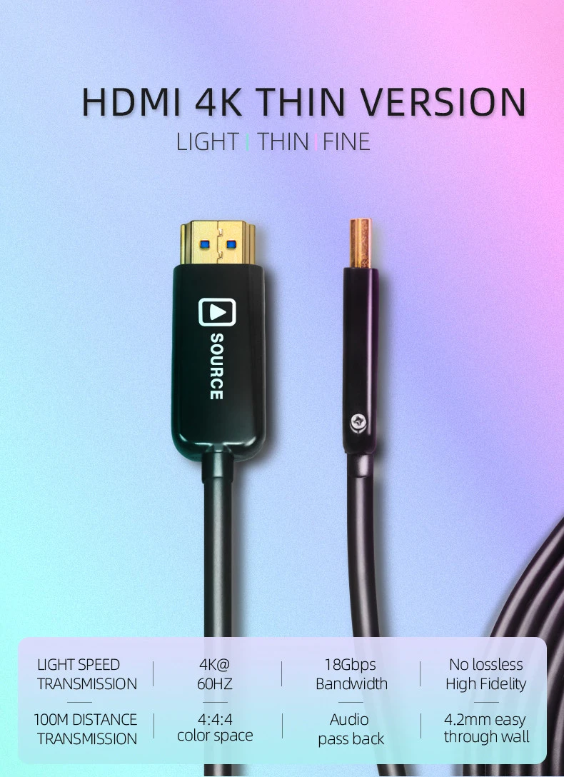 Custom Version A type male to A type male support 4K 3D 15m AOC fiber HDMI 4K cable