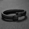 High Quality braided Wristband custom Leather Bracelets Weave magnetic clasps hand chain For Men Gift Accessories