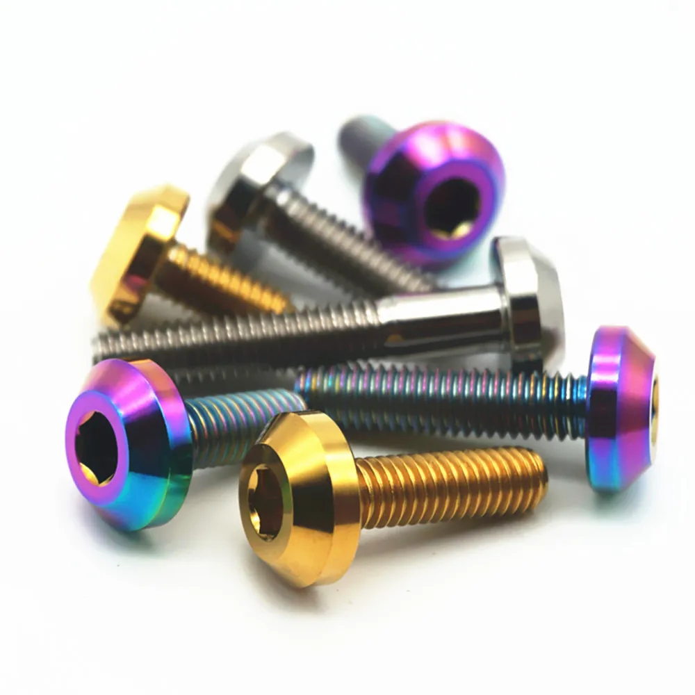 
4/6pcs Titanium Screws M6 M8 Ti Bolts For Motorcycle DIY Brake Disc Rotor Allen Key Hexagon Socket Motorcycle Caliper Fastener|B 