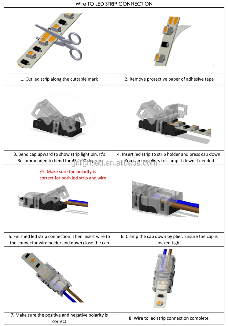 STRIP CONNECTOR CLIP LED 2/3/4/5/6pin RGBW Connection Terminals IP65 8mm 10mm 