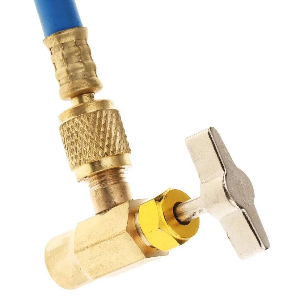 Car Refrigerant Charging Hose Kit With Gauge Selfsealing Can Tap Valve