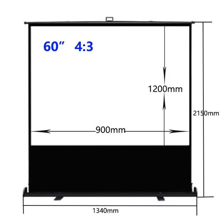 60 Inch 4:3 Portable Floor Up Projection Screen For Small Meeting Room