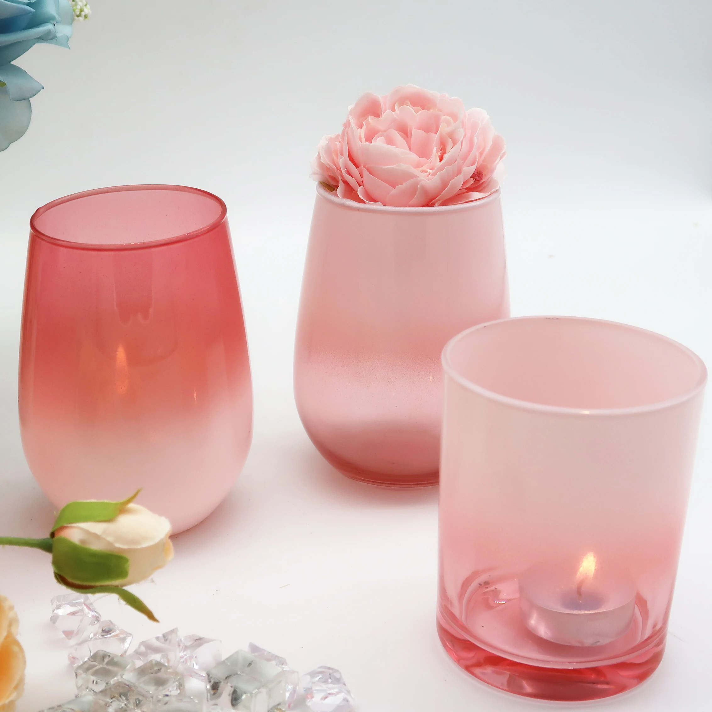 Luxury Valentine's Day Special Style Empty Matte Pink Candle Jar/vessel