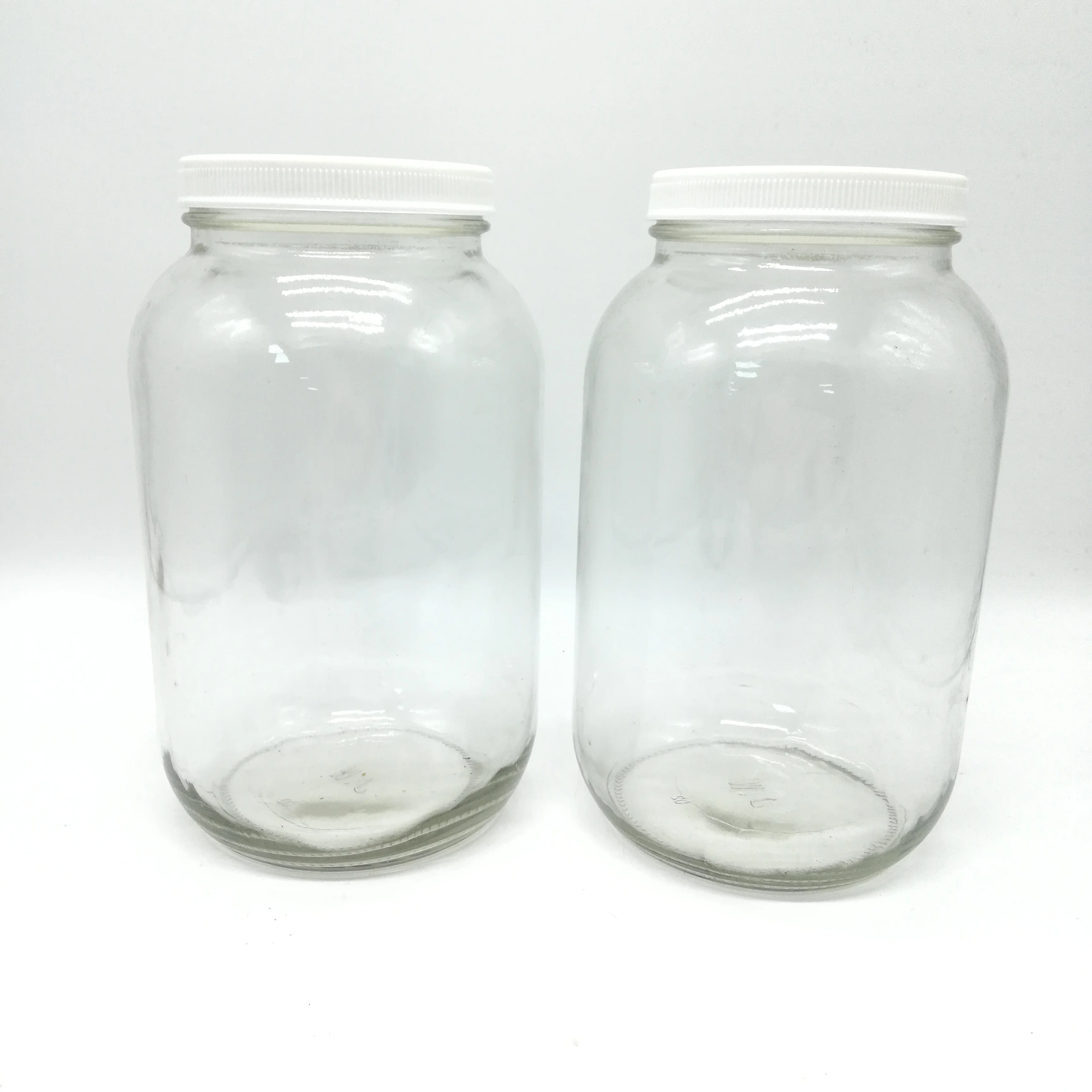 4l 1 Gallon Clear Glass Jar With Wide Mouth And White Plastic Lid For
