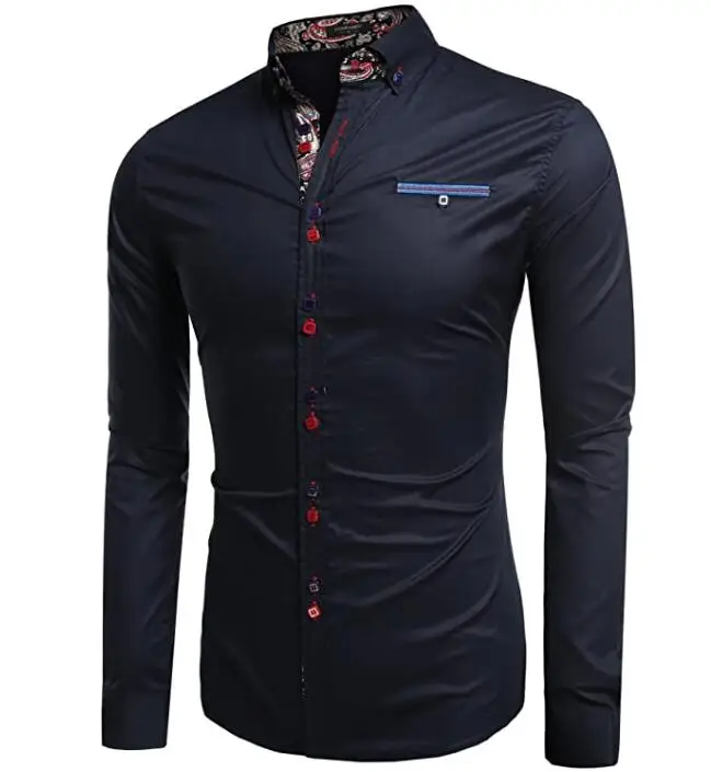 High Button Down Collar Dress Casual Shirts for Man Italian New Design ...