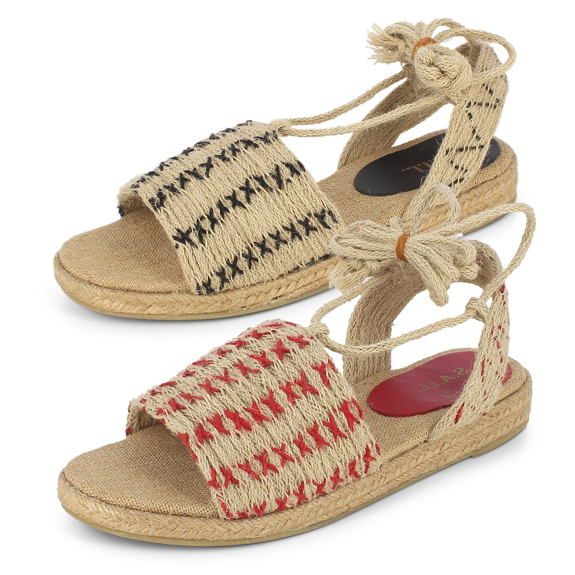 Bangladesh Cheap Price Colorful Jute Custom Espadrilles Canvas Shoes Woman Open Both Sandals