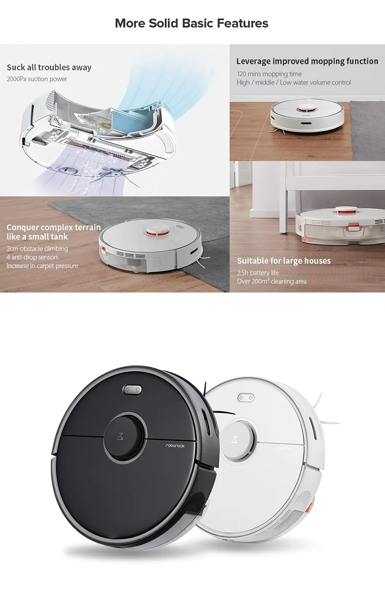 S5max White Robot Vacuum Cleaner Mop 