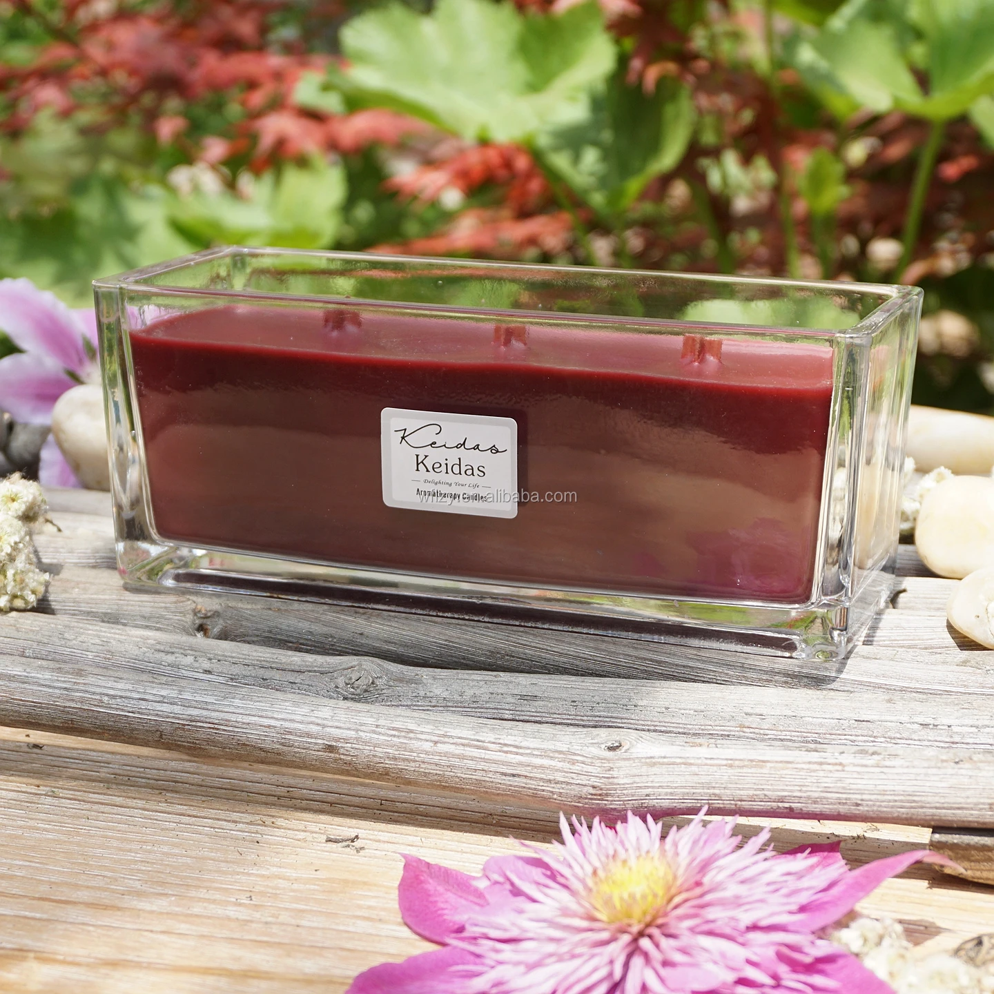 Luxury Customized Wood Wick Candle With Rectangle Candle Holder Buy