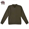 Wholesale men latest style army green french terry plain cheap price ribbed collar cuff blank solid color sports jackets