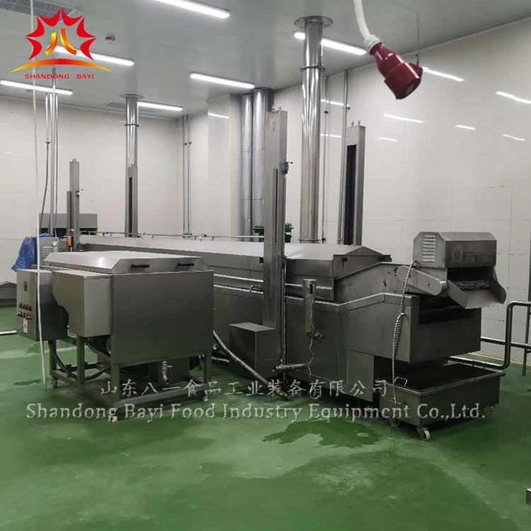 Otomatis Chicken Nugget Terus Menerus Fryer Line Produksi